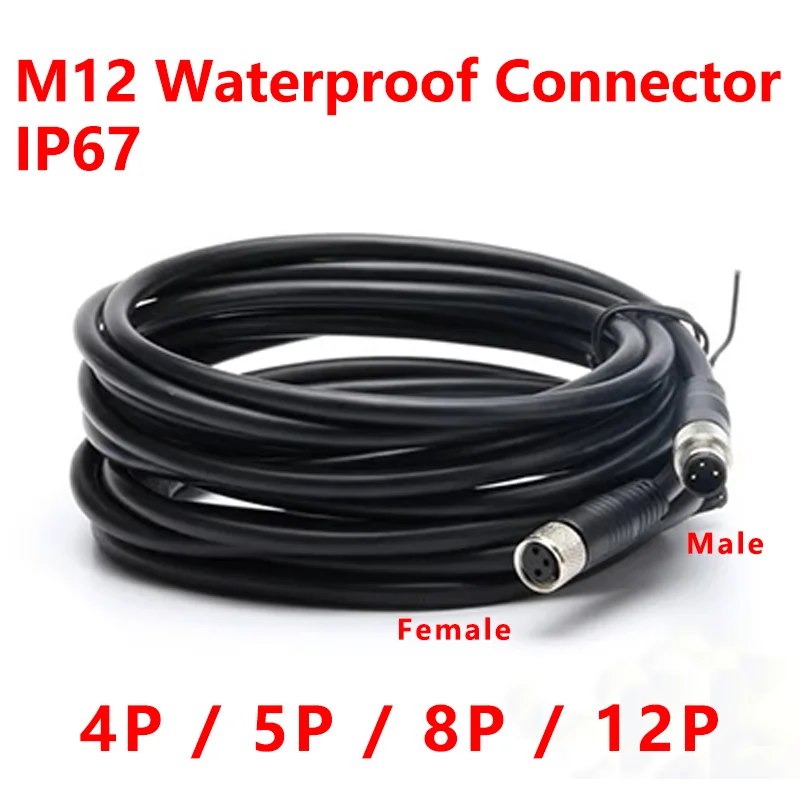M12  Ŀ, ϼ װ ÷, IP67  ̾ A Ÿ, 2m PVC ̺, 4 , 5 , 8 , 1 